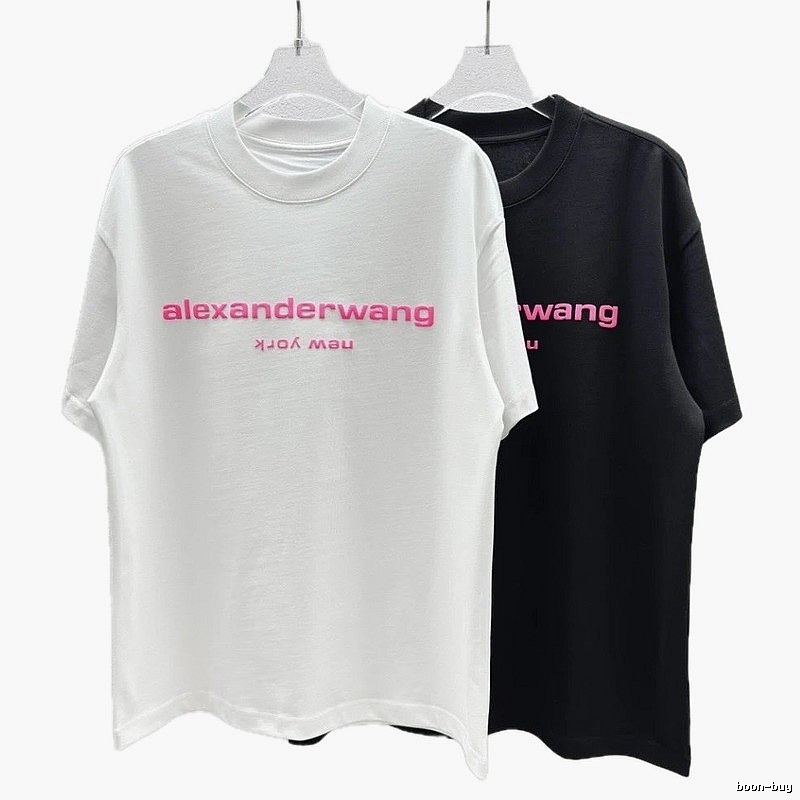 Alexander Wang Flocked Minimalist Style White Short-sleeve T-shirt