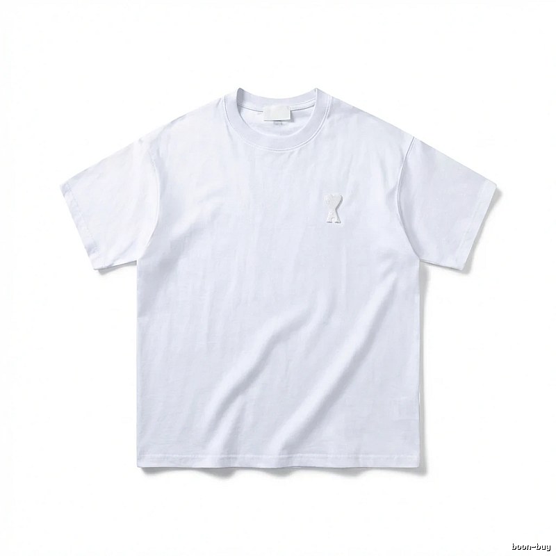 AMI Embroidered Minimalist Style White T-shirt