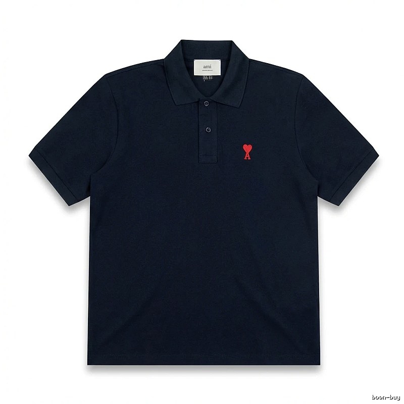AMI Love Heart Logo Minimalist Style Polo Shirt