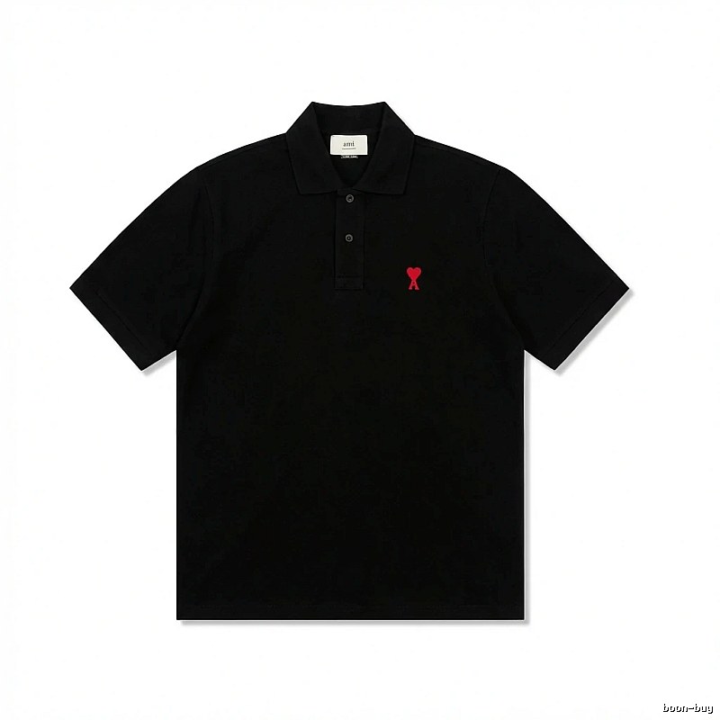 Ami love simple style black polo shirt