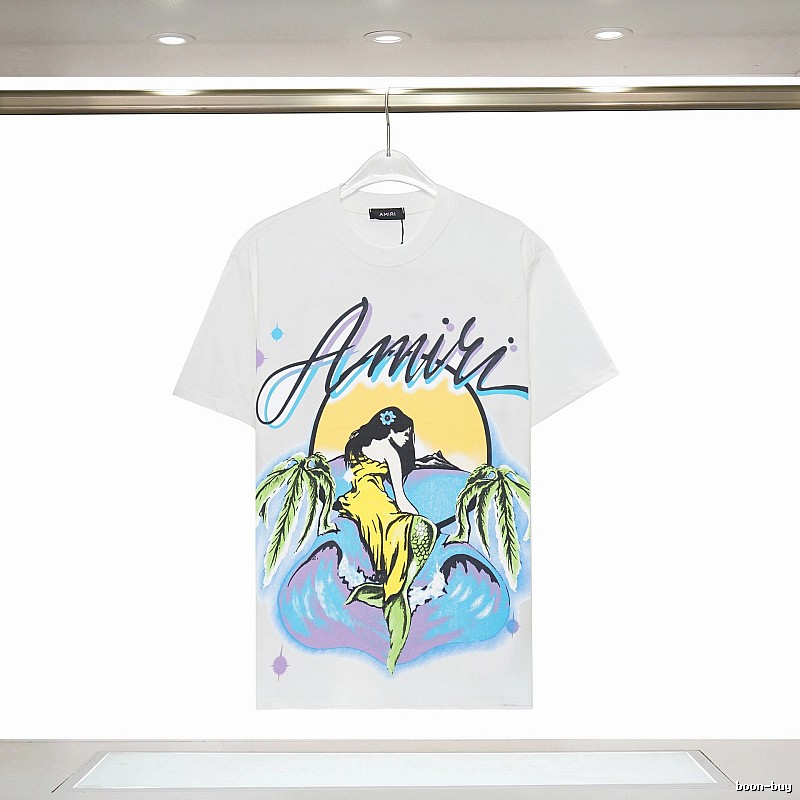 Amiri Logo Detail Graphic T-shirt White Blue Amiri with Functional Detail