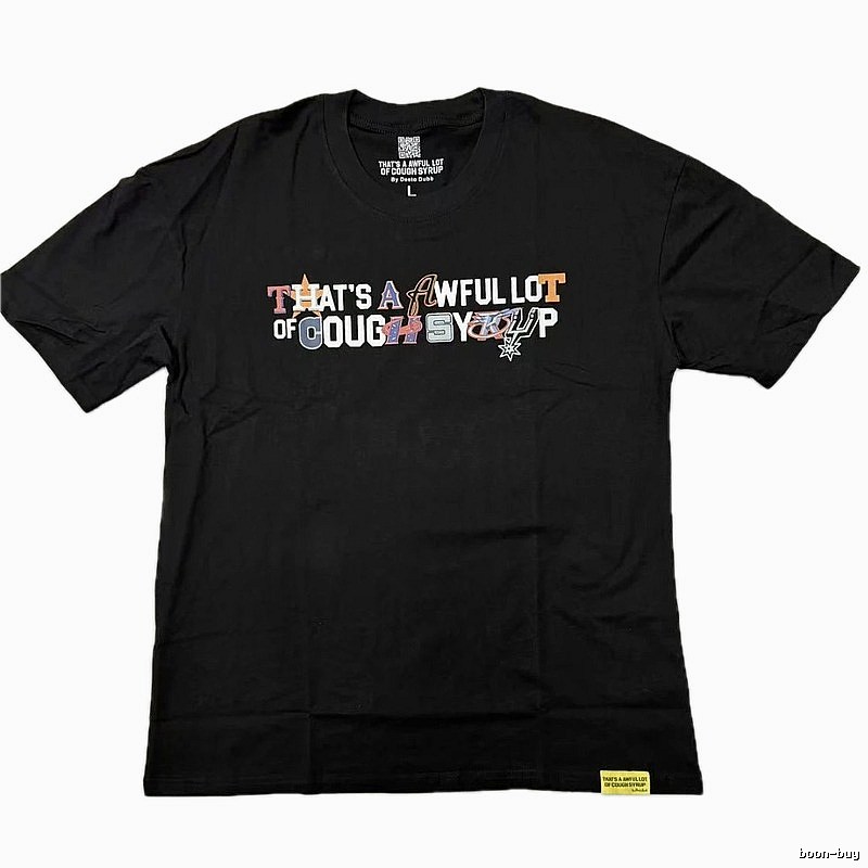 Awful Lot Color-block Printed Street Style Black T-shirt