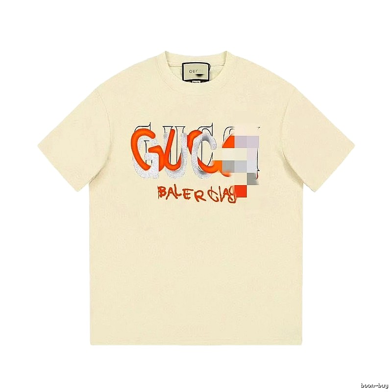Balenciaga Co-branded Graffiti-style Beige Short-sleeve T-shirt