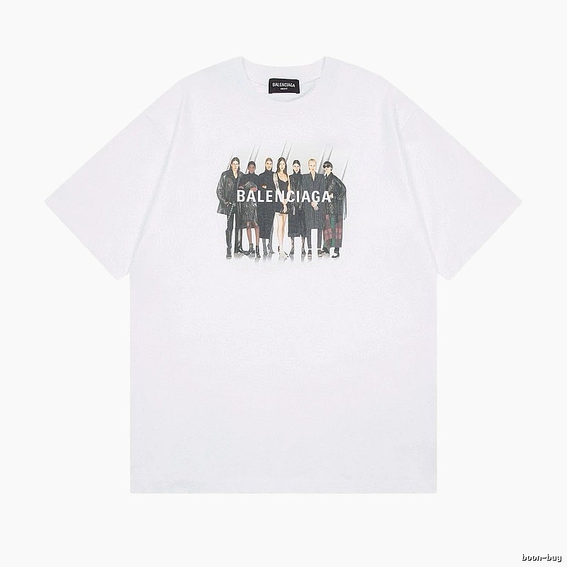 Balenciaga Trendy and Cool Style Portrait Print White T-shirt