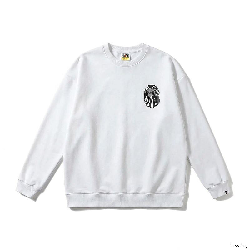 Bape Ape Head Minimalist Style White Sweatshirt