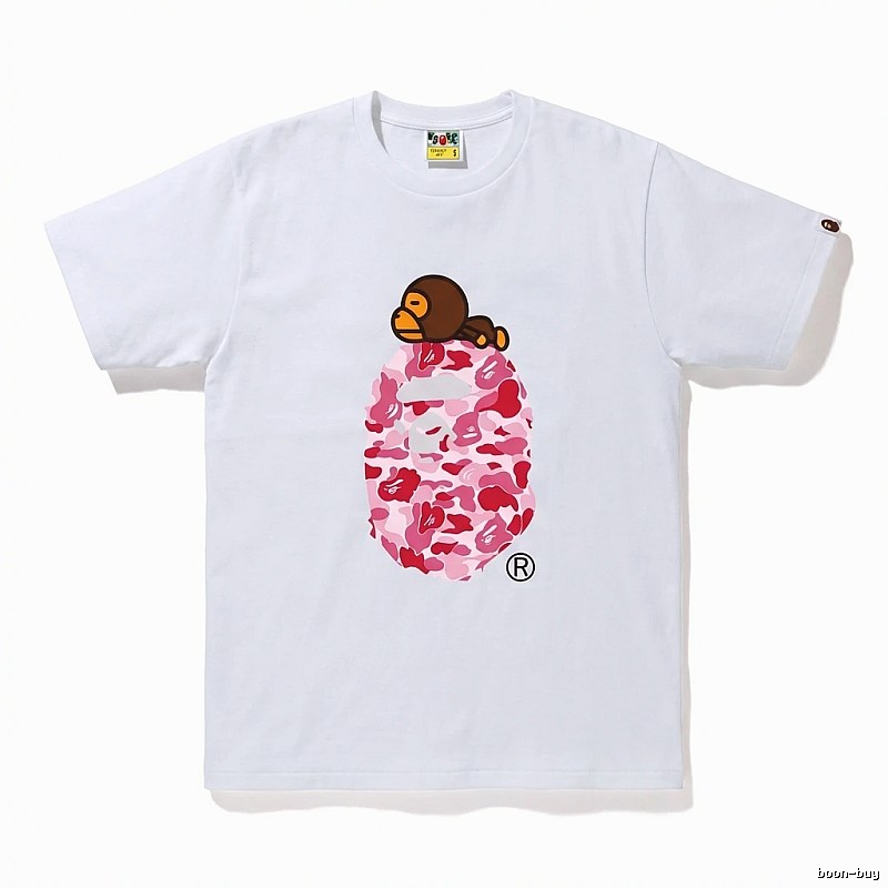 Bape camouflage cartoon-style white T-shirt