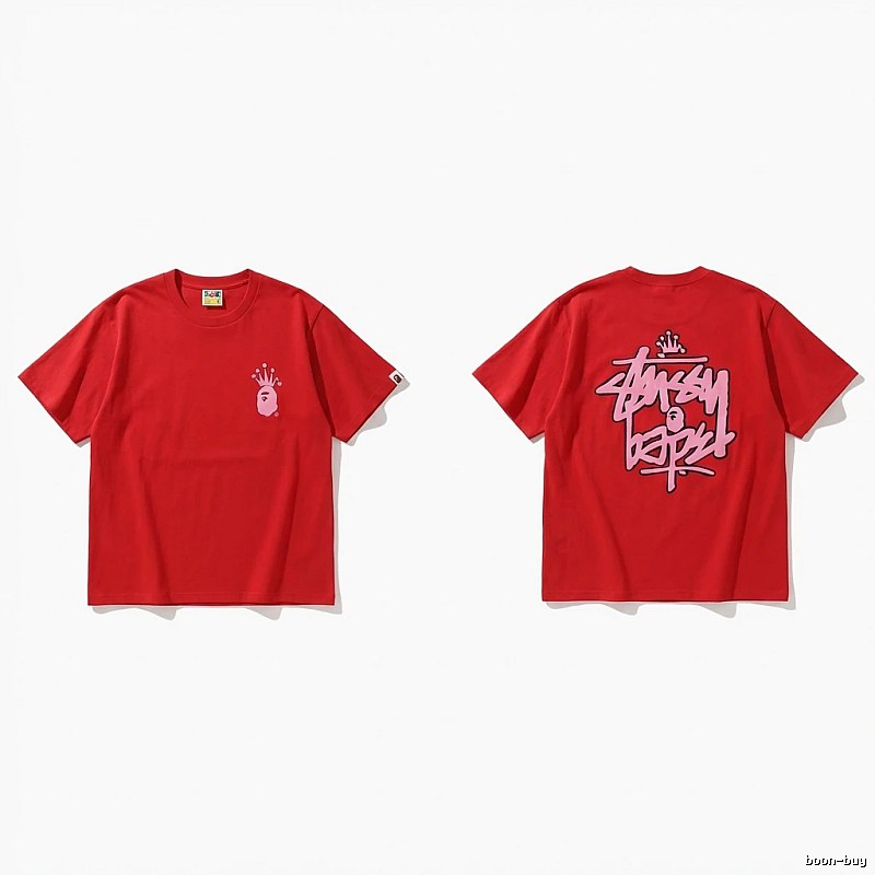 Bape Crown Series Red Trendy T-shirt