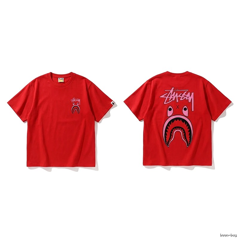 Bape Shark Series Red Trendy T - shirt.
