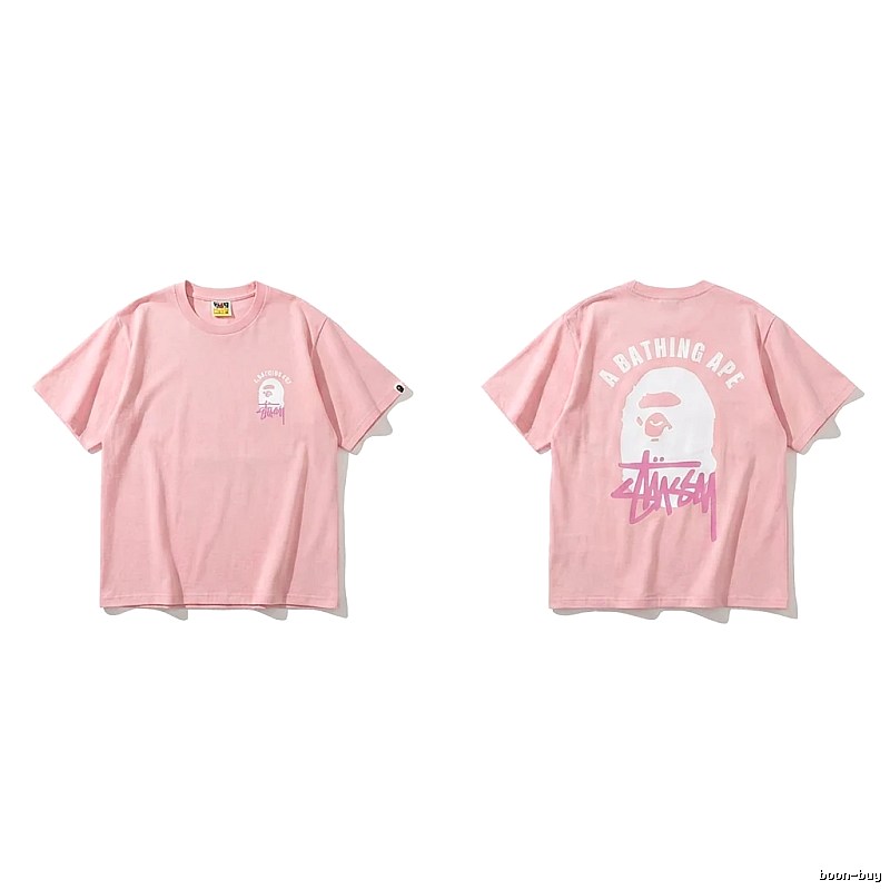 Bape trendy brand pink T-shirt