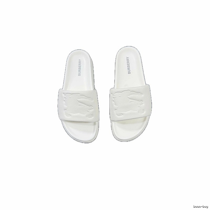 Burberry Embossed Equestrian Knight Minimalist White Slides