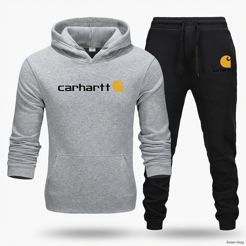 Carhartt trendy brand gray and black sportswear set