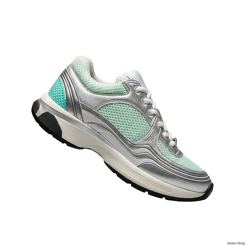Chanel retro-style mint green sneakers