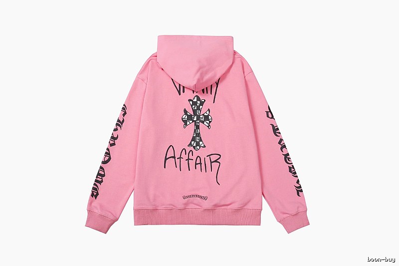 Chrome Hearts 2088-91 Pink Red Cross Graphic Hoodie Campus Look