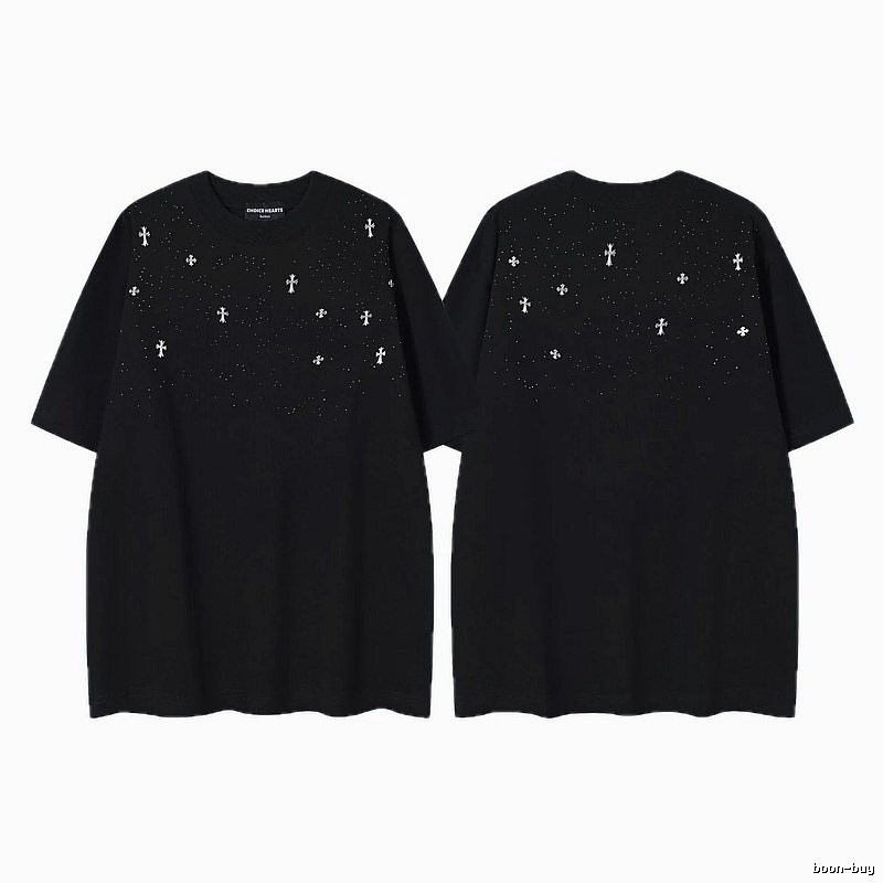 Chrome Hearts Cross Embroidered Street Style Black Short-sleeve T-shirt