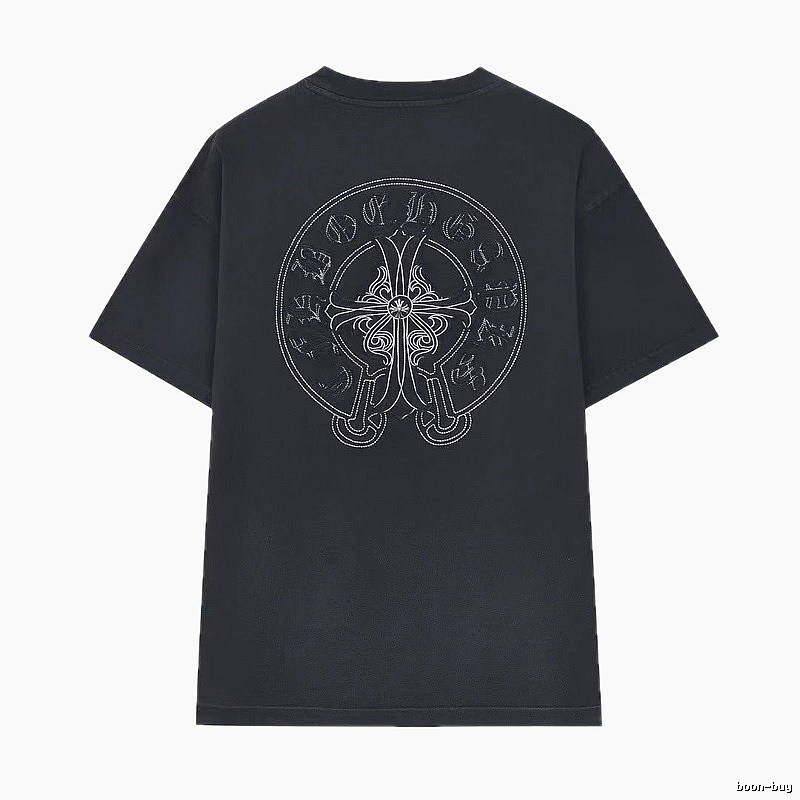 Chrome Hearts Cross Embroidered Street Style Black T-Shirt