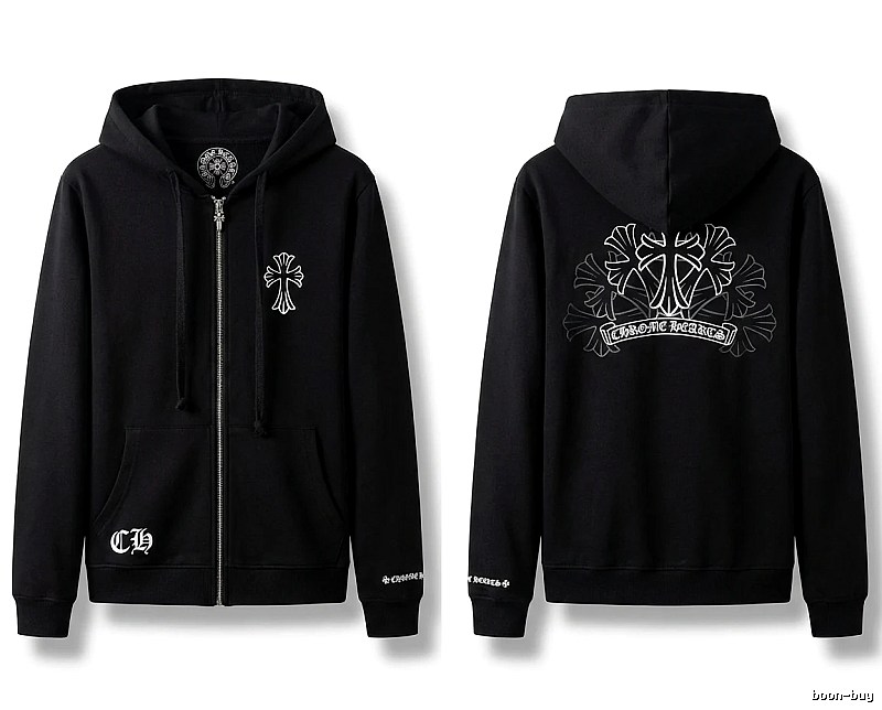Chrome Hearts Cross Print Style Black Sweatshirt
