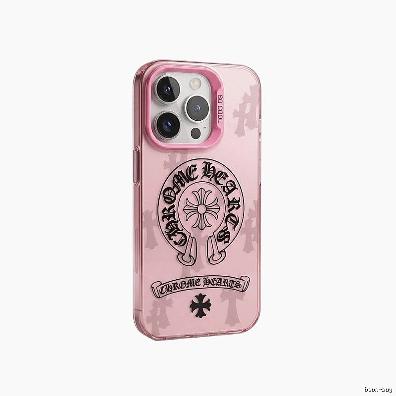 Chrome Hearts dark style pink iPhone case
