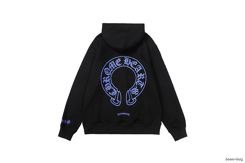 Chrome Hearts Logo Detail Cross graphic hoodie Black Blue Cross with Functional Detail