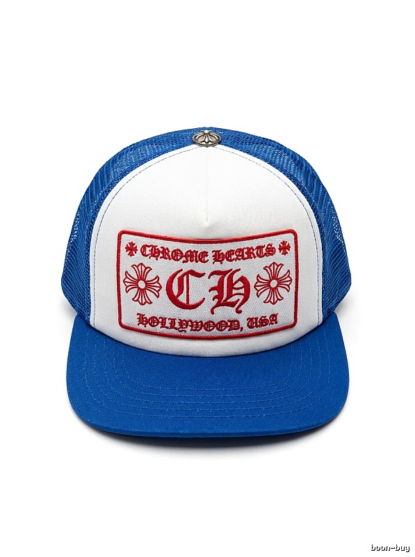 Chrome Hearts Retro Style Blue and White Hat