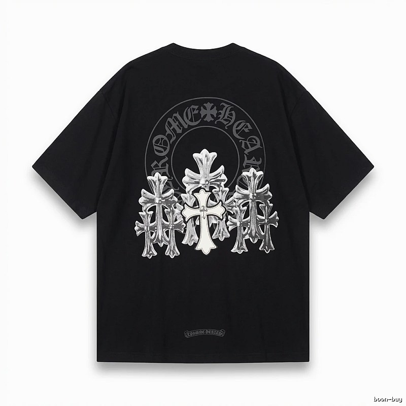 Chrome Hearts Silver Cross Black T - Shirt