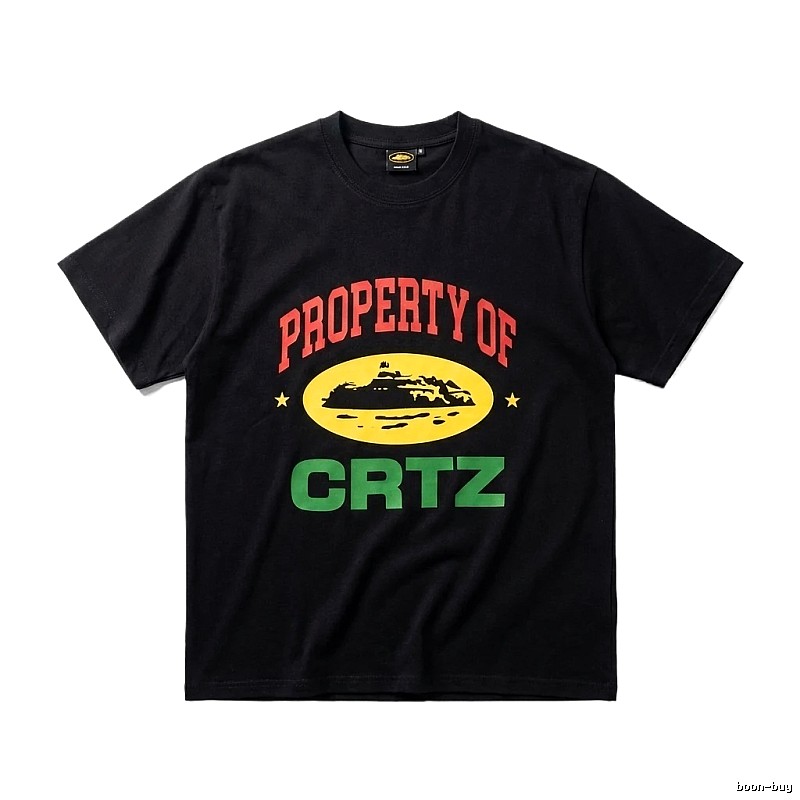 Corteiz Black "PROPERTY OF" Streetwear Short-sleeve Shirt