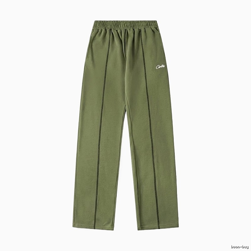 Corteiz minimalist style olive green long trousers