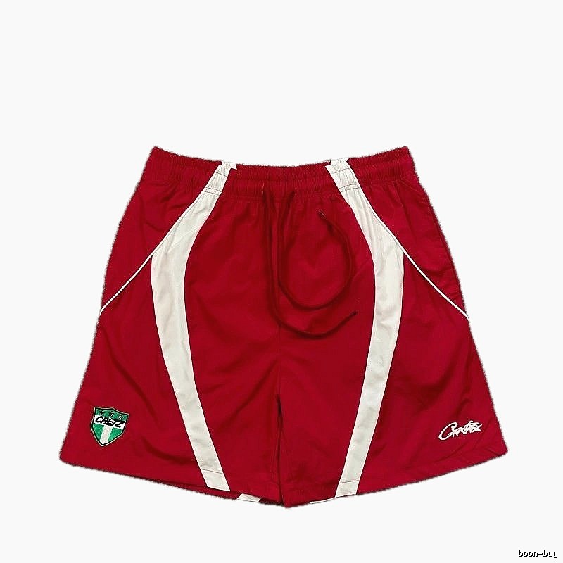 Corteiz Team Logo Street Style Red and White Sports Shorts