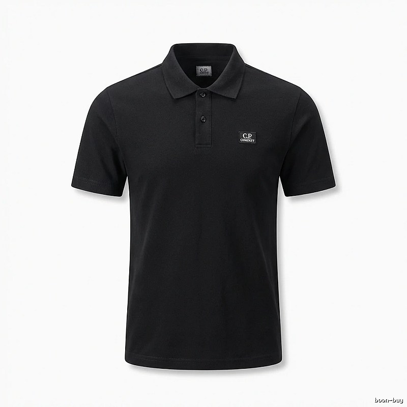 C.P. Simple Style Black Polo Shirt