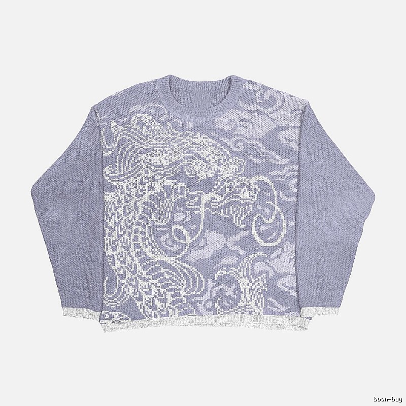 Daily Anime graphic sweater Black Knit Top with Visual Detail
