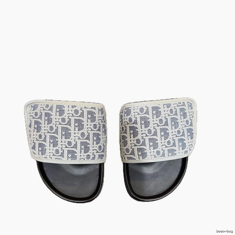 Dior Oblique Collection Light Luxury Style Blue-Gray Slippers
