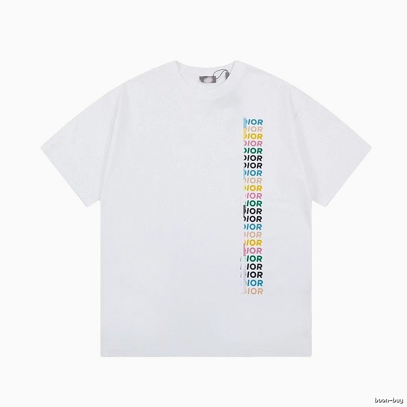 Dior Trendy Style Side-row Colored Print White T-Shirt