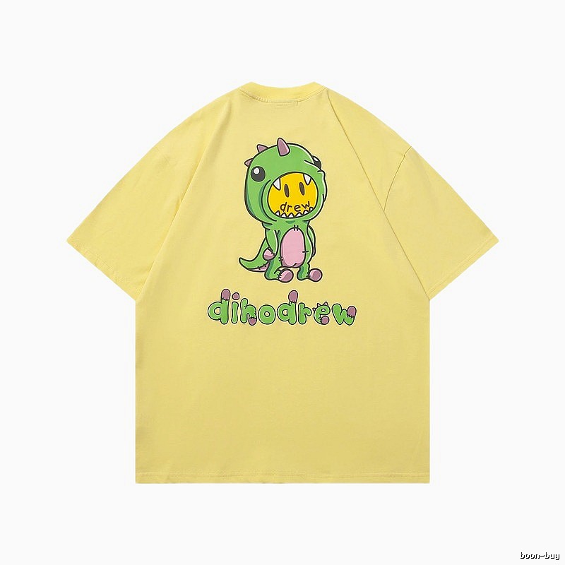 DREW Dinosaur Print Street Style Yellow Short-sleeve T-shirt