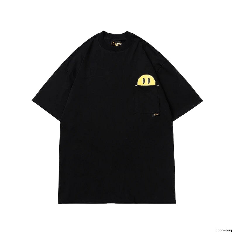 DREW Smiley Pocket Street Style Black T-Shirt