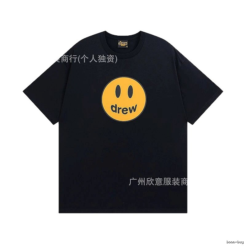 DREW Smiley Street Style Black Short-sleeve T-shirt