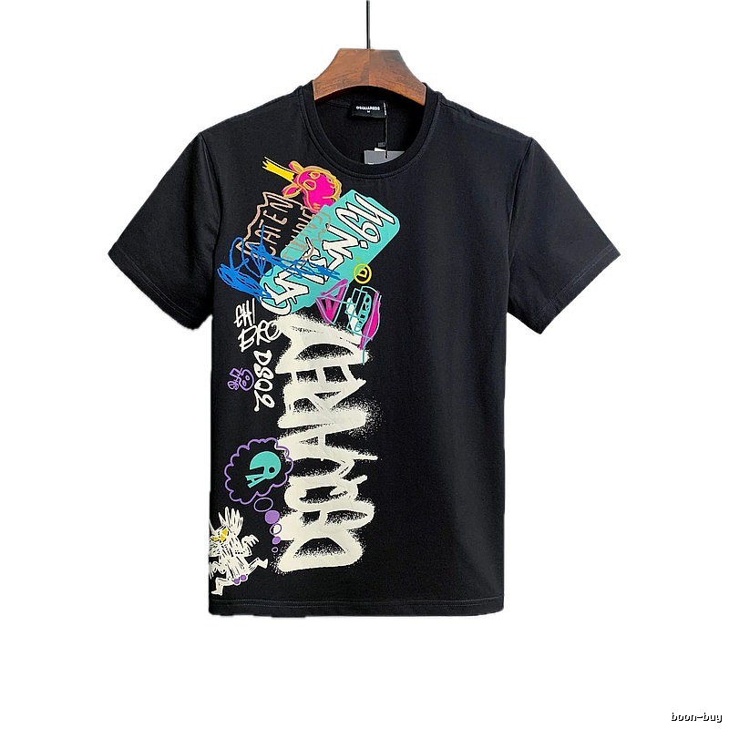 DSQ Graffiti Street Style Black Short-sleeve T-shirt
