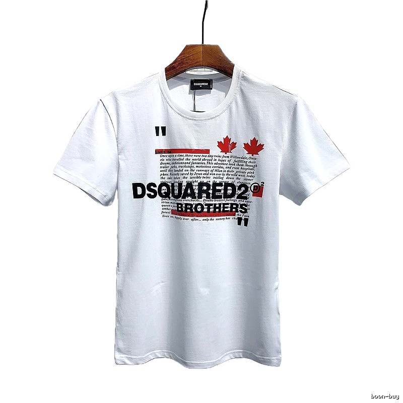 DSQUARED2 Maple Leaf Print Street Style White T-Shirt