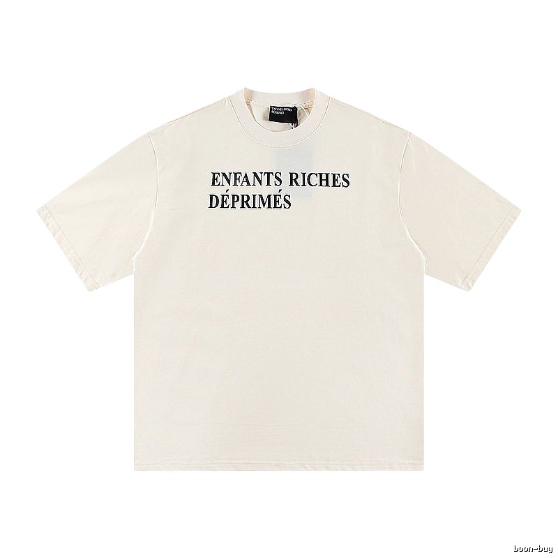 ERD Letter Print Minimalist Style Off-white Short-sleeve T-shirt