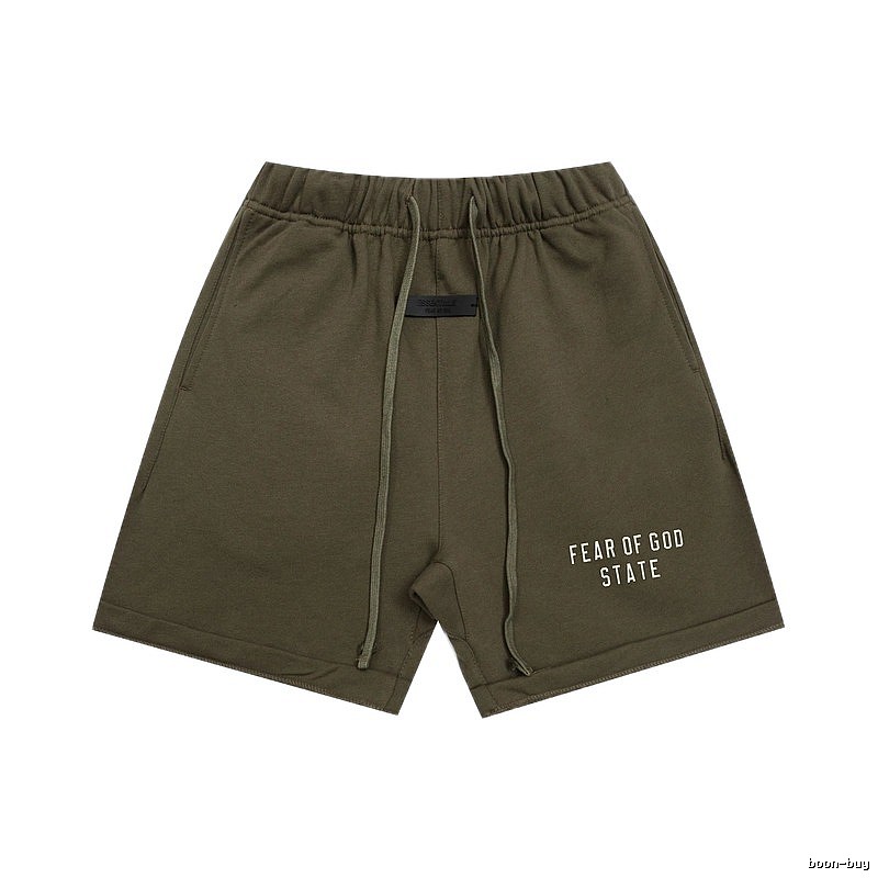 ESSENTIALS Sporty Military Green Shorts