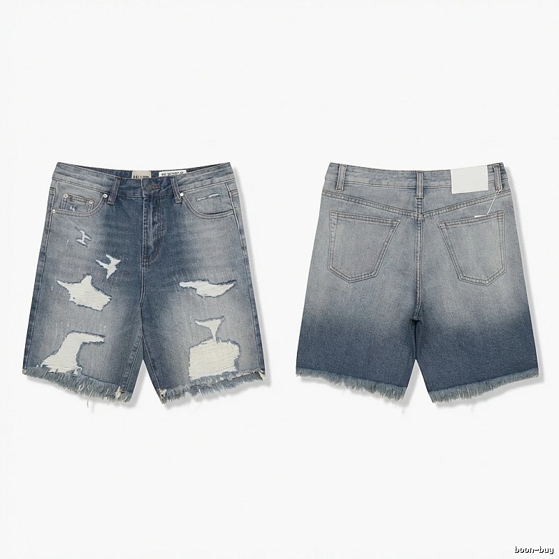 Gallery Dept Gradient Ripped Denim Shorts