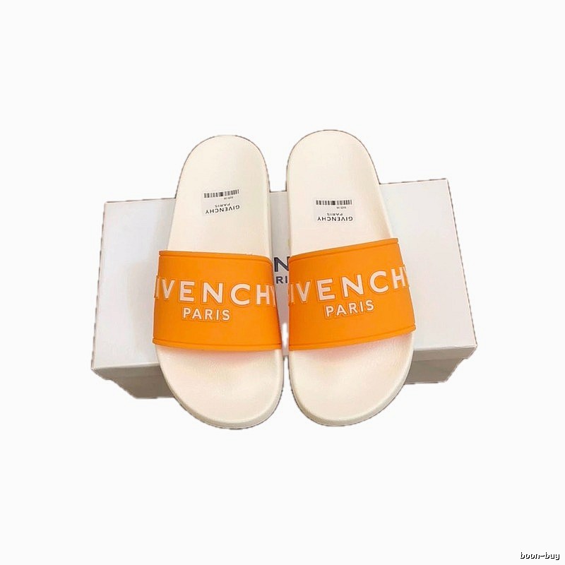Givenchy Alphabet Series Minimalist Style White & Orange Slide Sandals