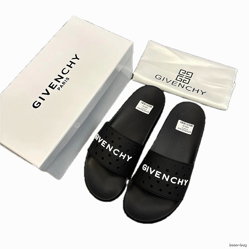 Givenchy Letter Cut-out Light Luxury Style Black Slides
