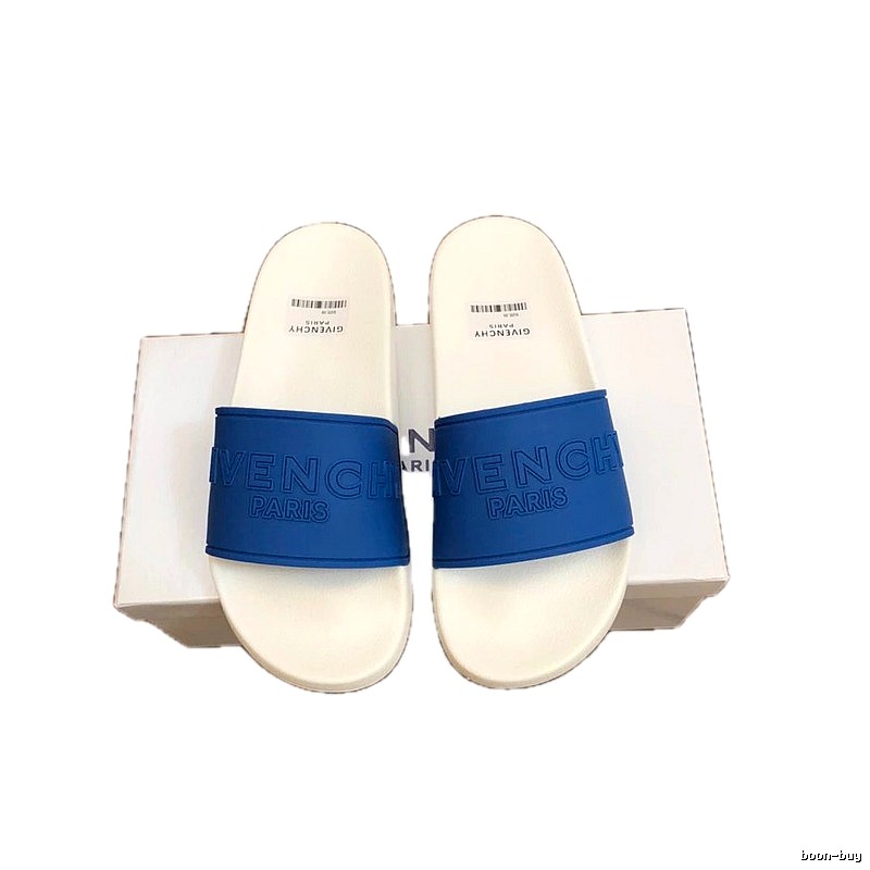 Givenchy Letter-Embossed Casual Blue and White Slippers