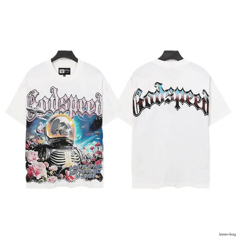 Godspeed Skull Rose Gothic Style White T-shirt