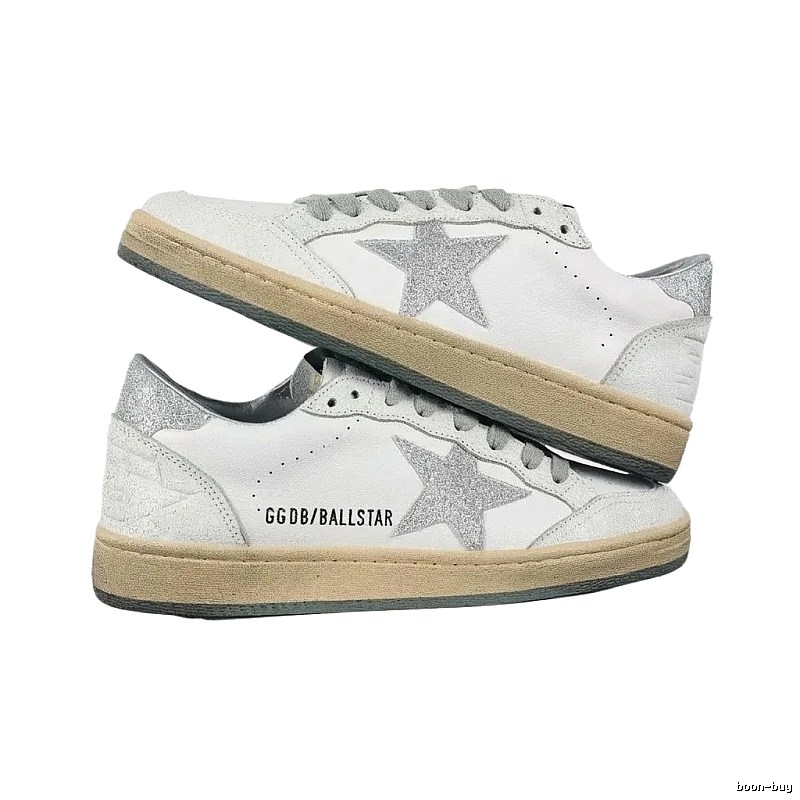 Golden Goose Ballstar Silver - White Retro Athletic Shoes