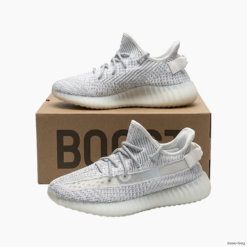 Gray and white trendy Yeezy 350 sneakers