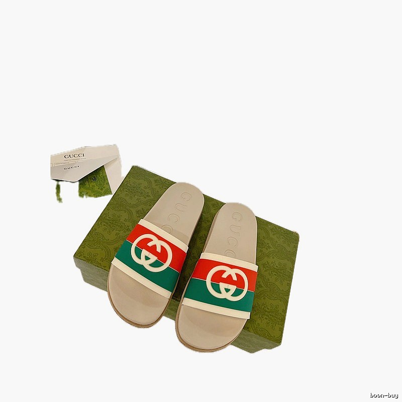 Gucci Classic Double G Vintage Red and Green Color-block Slide Sandals