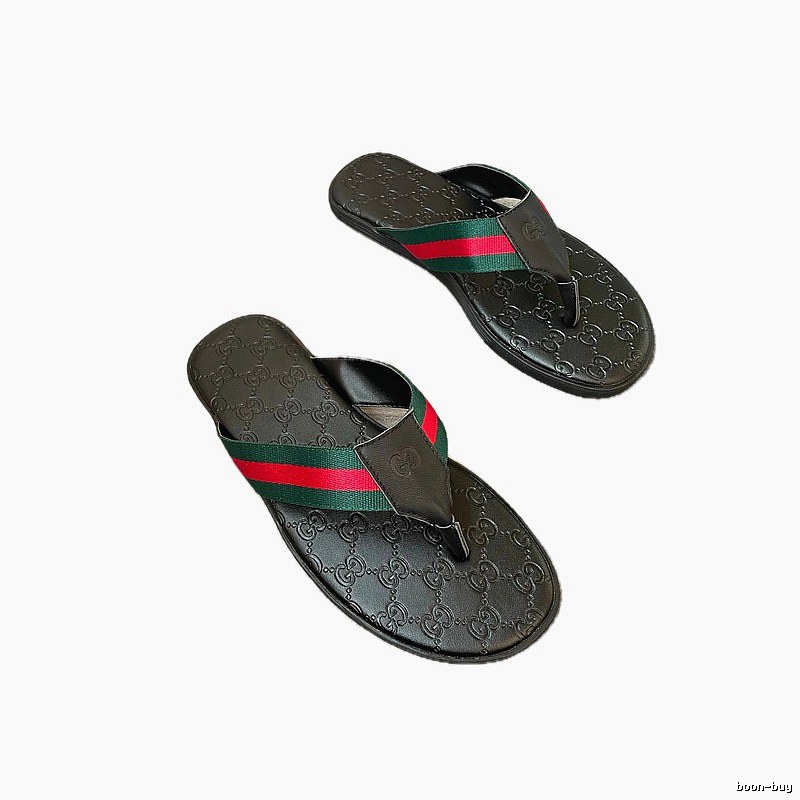 Gucci Classic Monogram Casual Style Black Flip Flops