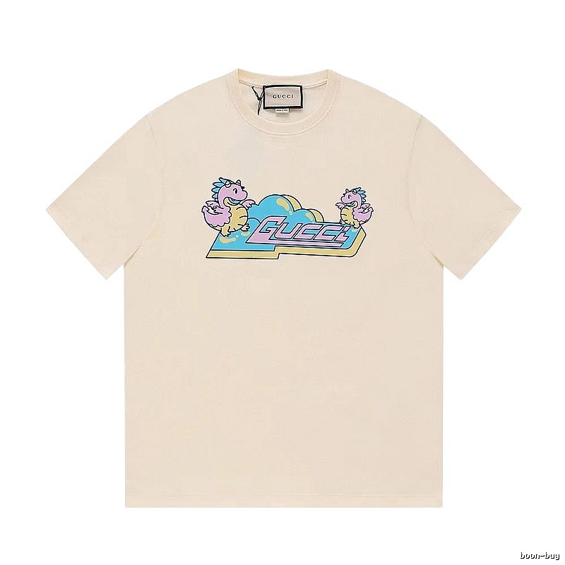 Gucci Year of the Dragon Collection Cartoon Style Off-white Short Sleeve T-shirt