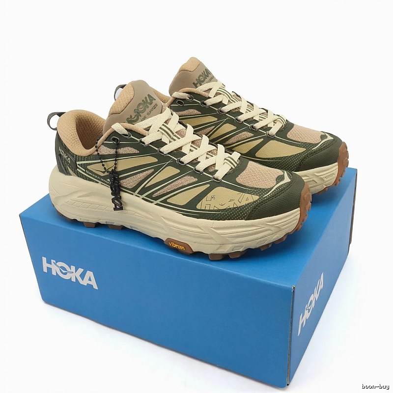 HOKA retro khaki sports shoes