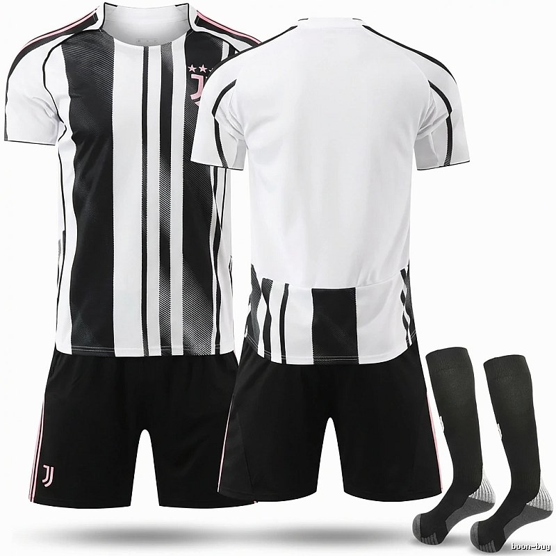 Juventus black and white striped football jerseys